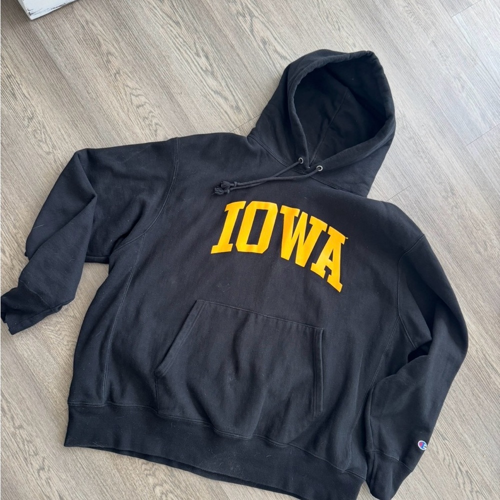 Champion Black Hoodie with Yellow Graphic